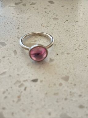 Pandora Sterling Silver Ring with Pink Cabochon